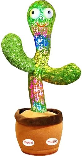 Pbooo Dancing Cactus Mimicking Toy,Talking Repeat Singing Sunny Cactus Toy  120 Pcs Songs for Baby 15S Record Your Sound Sing+Dancing+Recording+LED